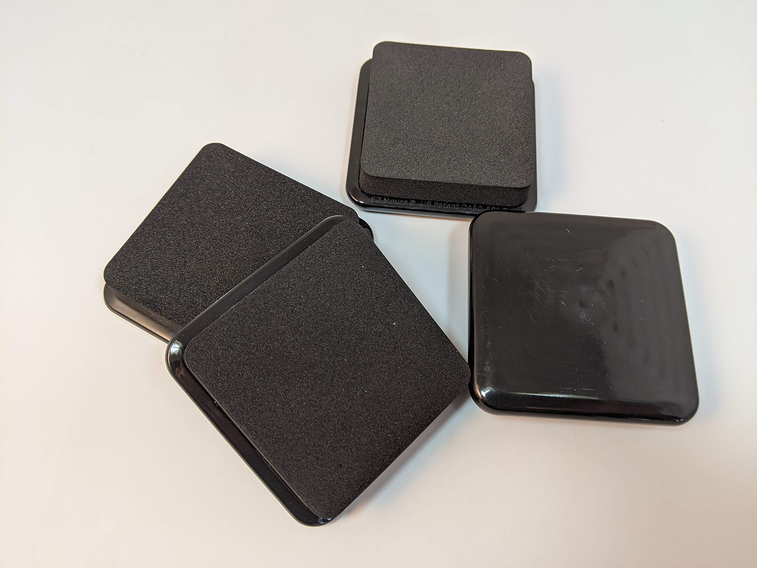 EZ MovesPermanent Furniture Slides for Carpet, Square, Black (Set of 4)
