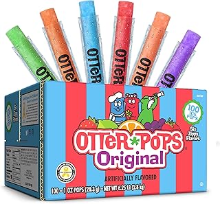 Otter Pops, Original Assorted Freezer Pops, 1oz Freeze Pops in Six Zippy Flavors, 100 Count, (85100)