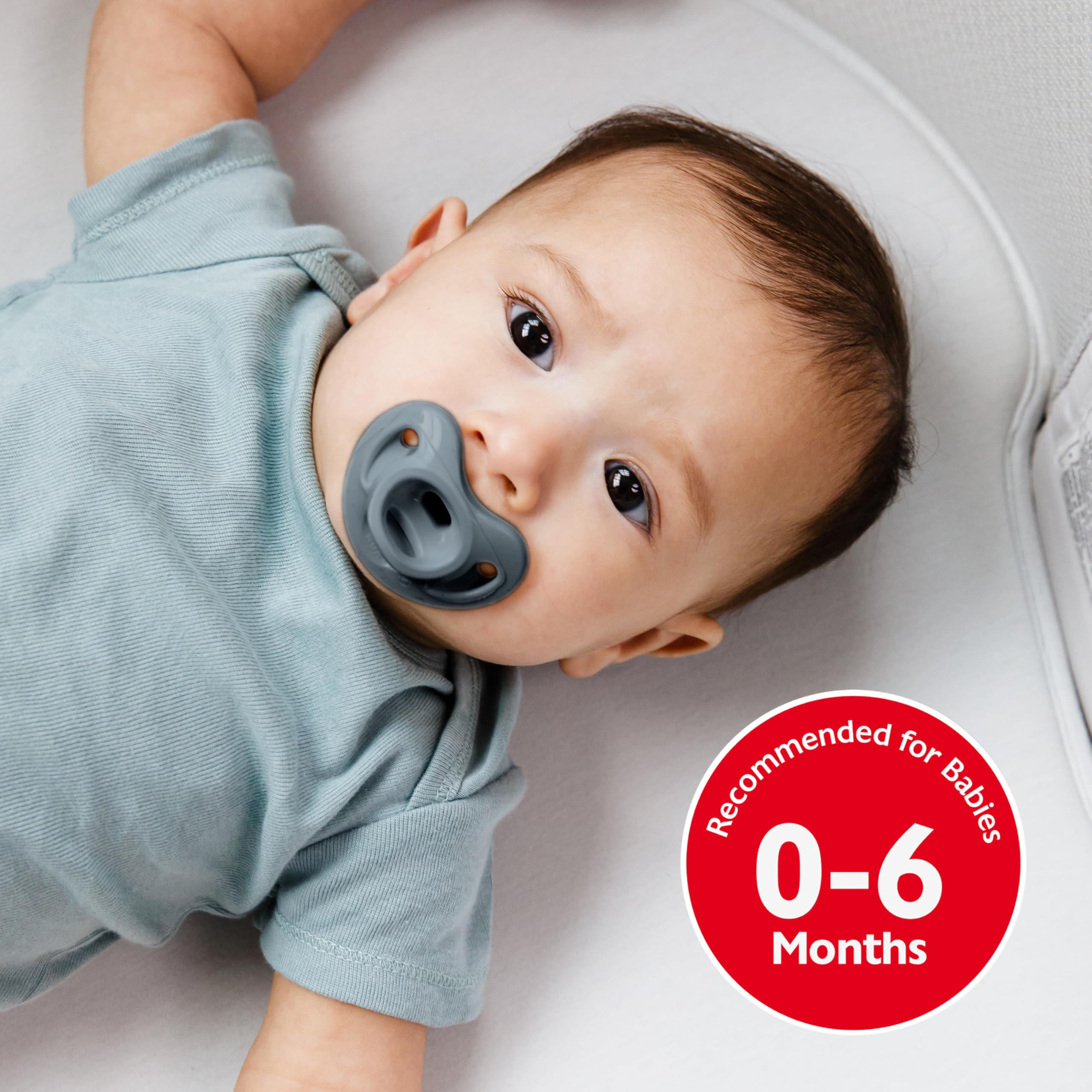 NUK 100% Silicone Comfy Orthodontic Pacifiers, 0-6 Months, Blue Fashion, Timeless Collection, 5 Count - 4