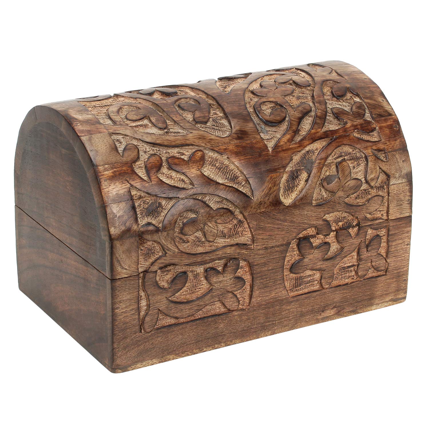 AjunyHandcrafted Decorative Jewelry Box Beautifully Tree Of Life Design Carving Wooden Treasure Chest Jewellery Storage Boxes Organizer Trinket keepsake Holder Watch Box, Great for Gifts - 9x6 Inch