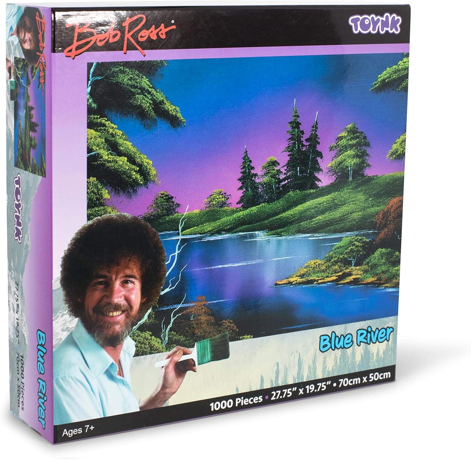 Toynk Bob Ross Blue River Nature Puzzle for Adults and Kids | Forest Lake Scenery 1000 Piece Jigsaw Puzzle Toy | Interactive Brain Teaser for Family Game Night | 28 x 20 Inches