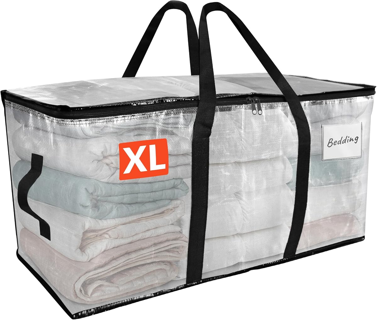 Reli. Moving Bags Heavy Duty (1 Pack) Clear, Extra Large Totes | For Storage & Packing | Small Space & Dorm Room Essentials | Packing Bags w/ Handles & Zippers | Alternative to Moving Boxes