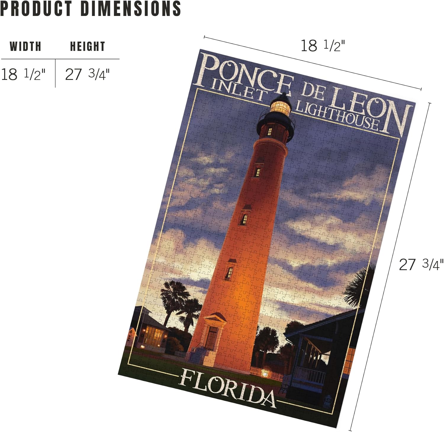 Lantern Press Ponce De Leon Inlet Lighthouse, Florida, Morning Scene 1000 Piece Jigsaw Puzzle for Adults, Made in USA with Reference Poster