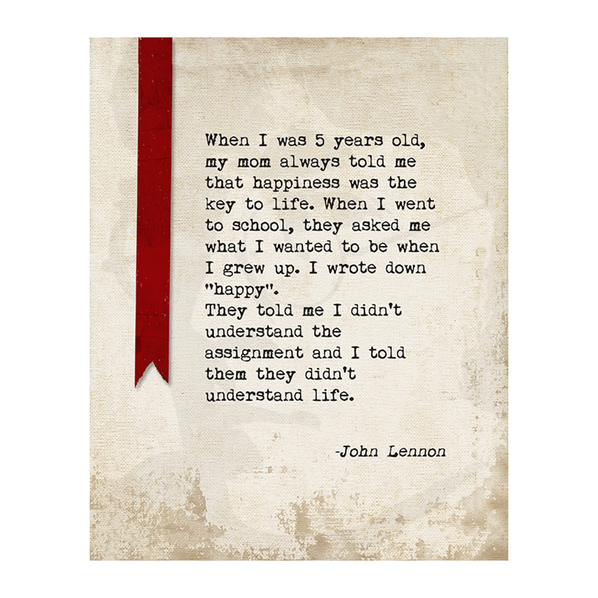 AMERICAN LUXURY GIFTSJohn Lennon Quotes Wall Art- I Want To Be Happy When I Grow Up- Inspirational Wall Art Silhouette Print, Modern Wall Decor For Home Decor, Office Decor, Studio & Man Cave Décor. Unframed- 8x10"