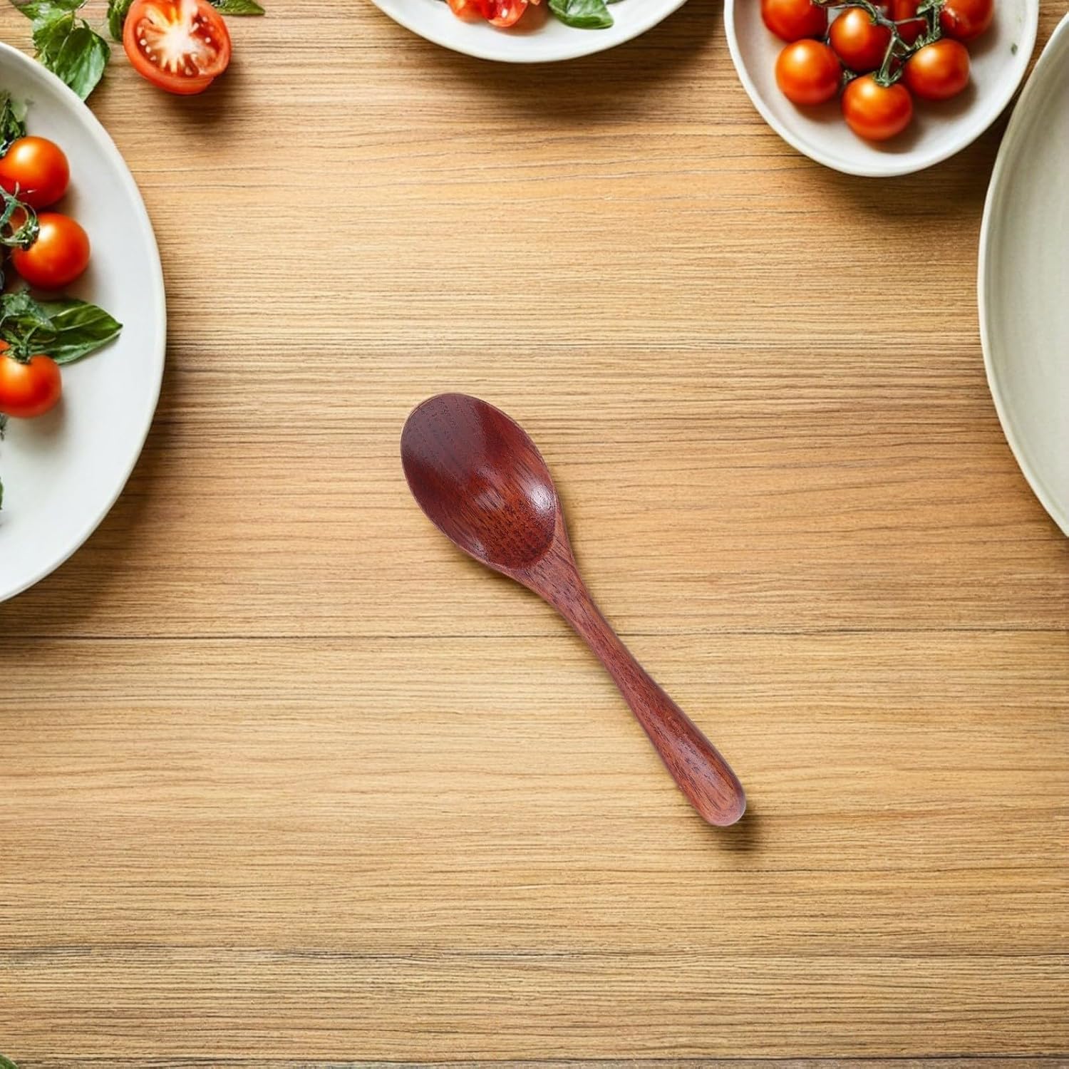 MAGICLULU 5pcs Japanese Style Wood Spoon for Honey and Soup with Long Handle, Easy to Grip and Clean, 15.5x4cm Brown Wood Spoon for Breakfast and Holiday Gatherings