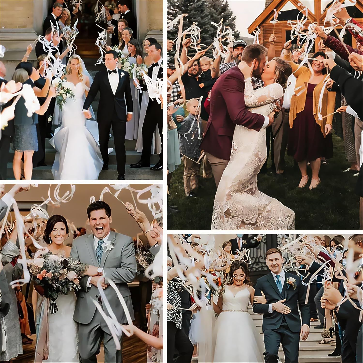 50 pcs Glowing Ribbon Wand for Wedding,LED Light Up Wand with 3 Colorful Flashing Modes,Romantic Decoration Gift for Bride&Guests,Silk Fairy Wand with Bells for Birthday,Wedding,Raves,Concert