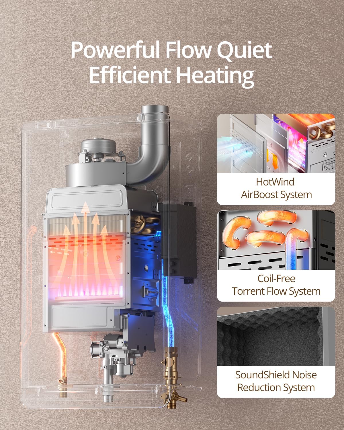 VancEpic Propane Tankless Water Heater Indoor - Max 4.3 GPM 100,000 BTU, on Demand Instant Hot Water Heater with LED Display, 3-4 Point Use for Family, Silent operation, Child lock design