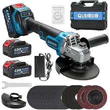 5Cordless Angle Grinder, 21V Brushless Battery Grinder with 2x4.0Ah Batteries, Wireless Esmeriladora Angular with 9000RPM Variable Speed, Amoladora Inalambrica for Cutting, Grinding, Polishing