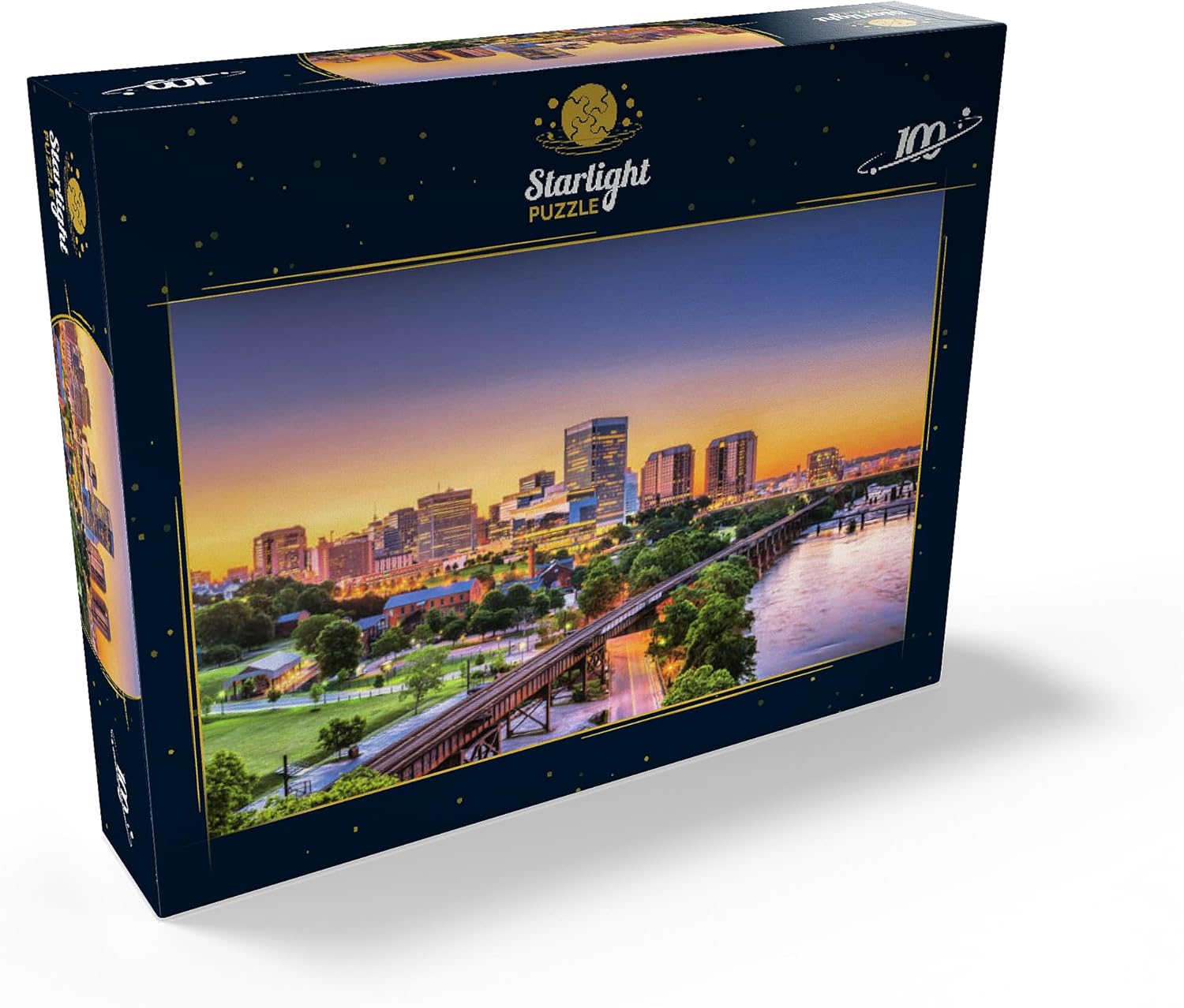 MyPuzzle Richmond, Virginia, USA, Downtown Skyline By The River At Dusk - Premium 100 Piece Jigsaw Puzzle for Adults