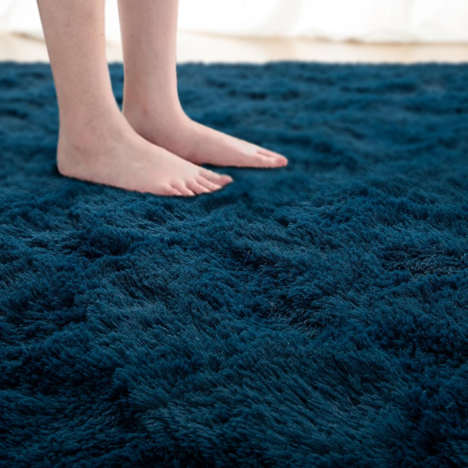Softlife Rug for Living Room 6x9 Feet Area Rug for Bedroom Super Soft Shaggy Rugs for Kids Room Fluffy Fuzzy Carpets Long Plush Bedside Rug Nursery Christmas Home Decoration for Boys Girls, Navy Blue