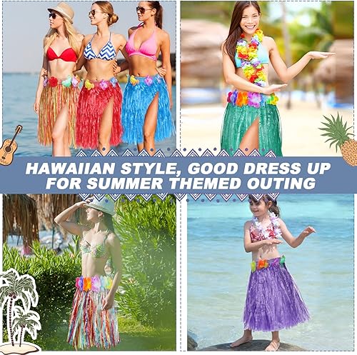 Miniatura 5 de 50 faldas hawaianas de Luau Hula para fiesta, faldas de hierba de plástico, faldas coloridas de baile Luau, faldas tropicales hawaianas para fiesta,