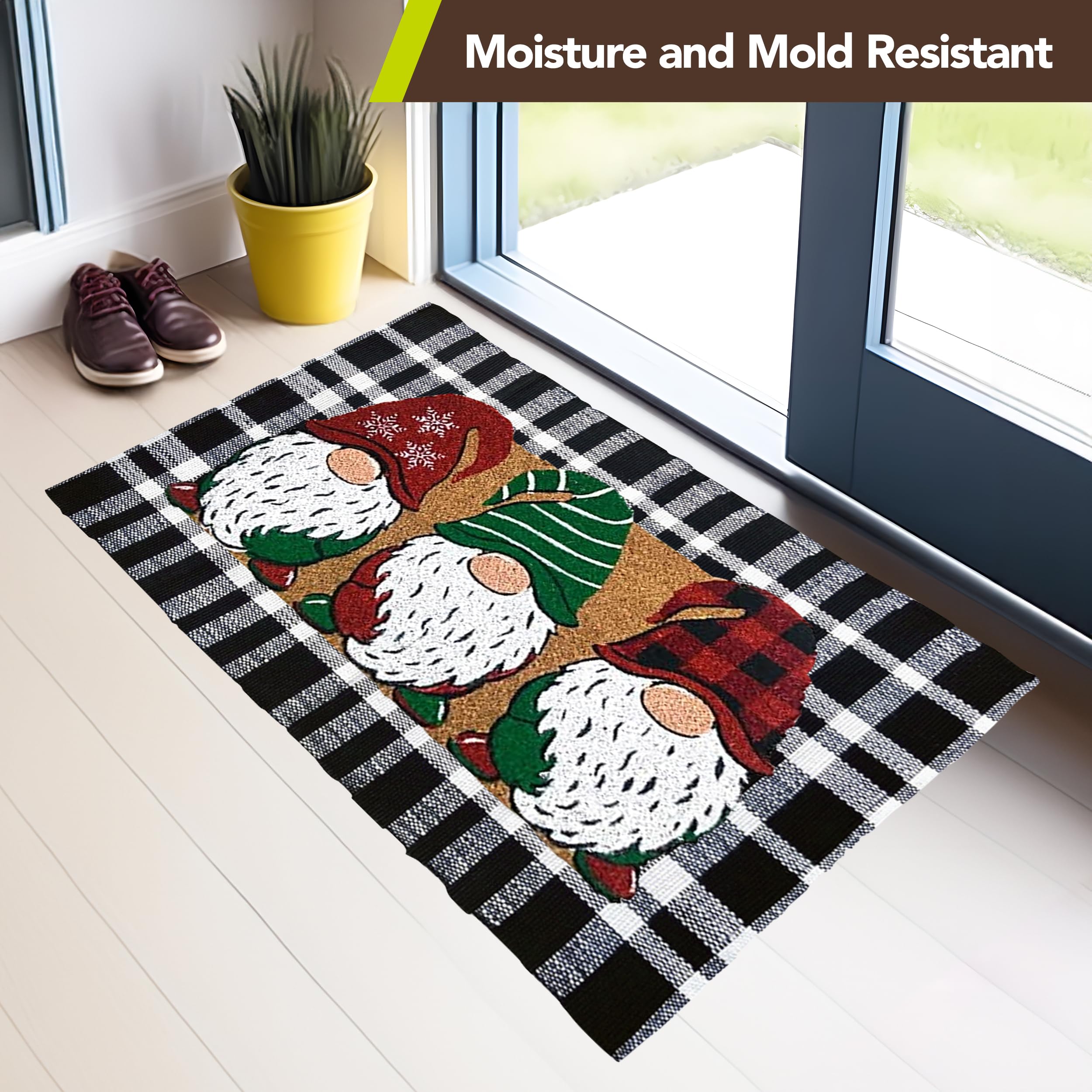 Holiday Gnomes Coir Doormat - Christmas Decor -6