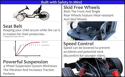 Miniatura 6 de First Drive - Go Kart eléctrico - Go Kart para niños - Coche eléctrico para niños - Coche de paseo para niñosniñas (azul)