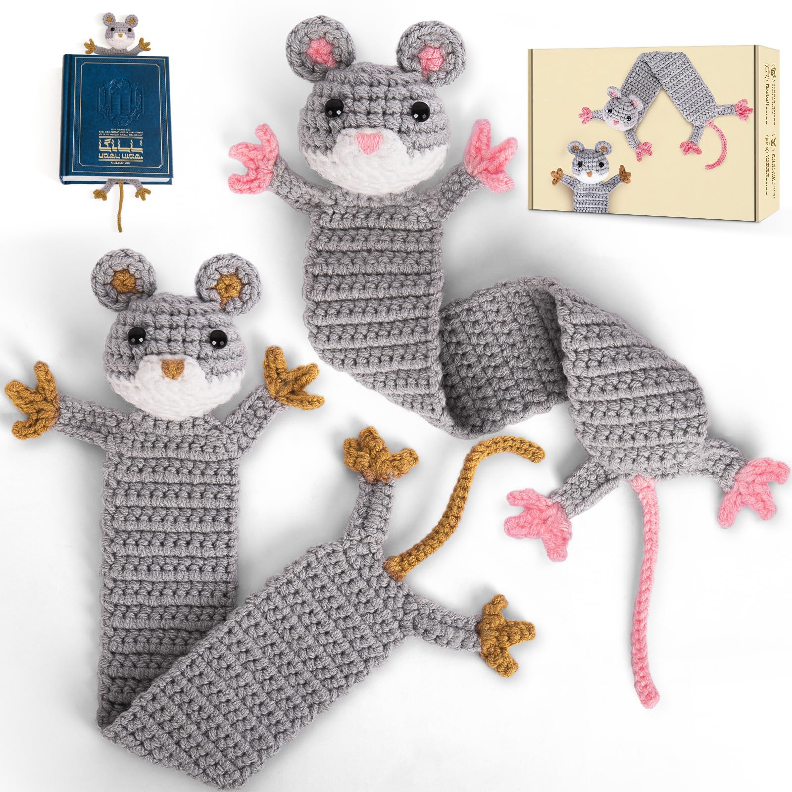 Tazweeq 2Pcs Crochet Kit for Beginners, Crocheting Animals Kits w Step-by-Step Video Tutorials, Knitting Starter Pack for Adults and Kids