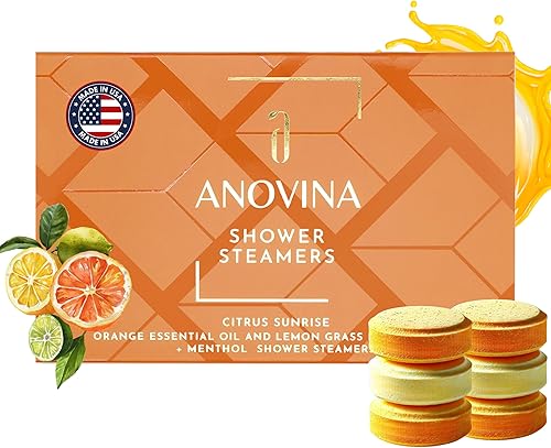 Miniatura 5 de Anovina 12XL - Vaporizadores de ducha Citrus Sunrise  Aceites esenciales de hierba de naranja y limón aromaterapia bombas de ducha regalos de