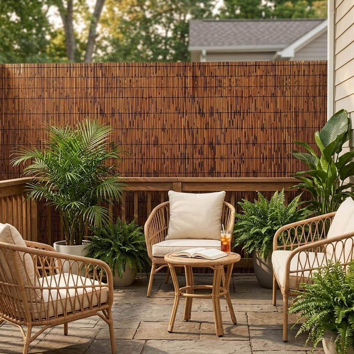 Canisse en Roseau Naturel, Hauteur 30-240cm Rouleau de Clôture en Bambou, Clôture Brise Vue Balcon Imperméable pour Exterieur Terrasse Piscine Séparateur Décoratif, Tapis Bambou(Nature,200x650cm)