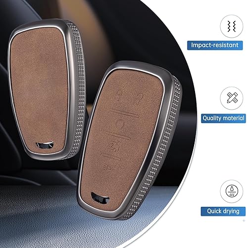 Miniatura 3 de YO&YOYE Compatible con cubierta de llavero Chevy con llavero de cuero Funda protectora para llave Chevrolet Equinox Malibu Cruze Camaro Tahoe