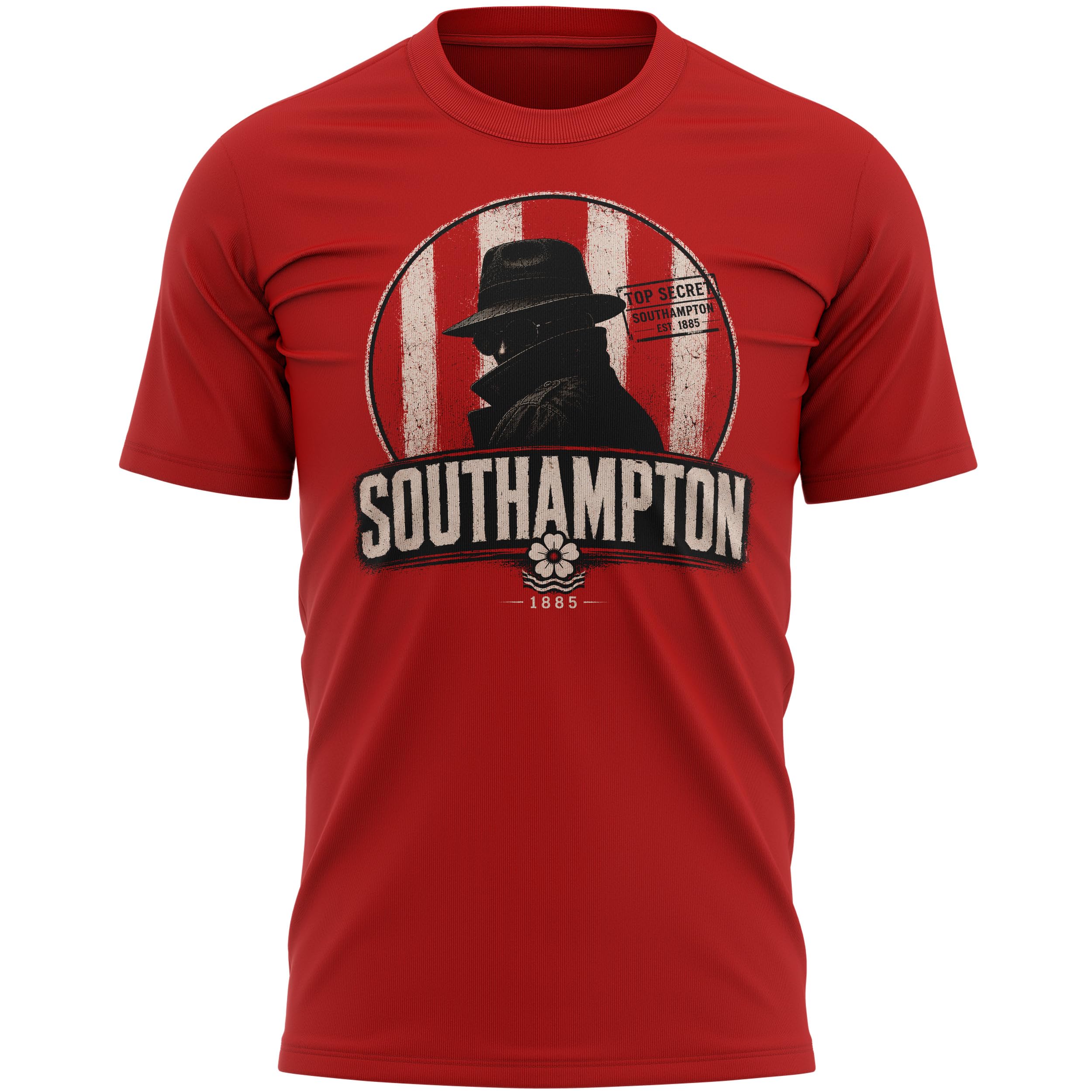 Mens Southampton Funny Spy T Shirt - Top Secret Est 1885 Spygate Football Tee Supporters Fan Promotion, XXL, Red