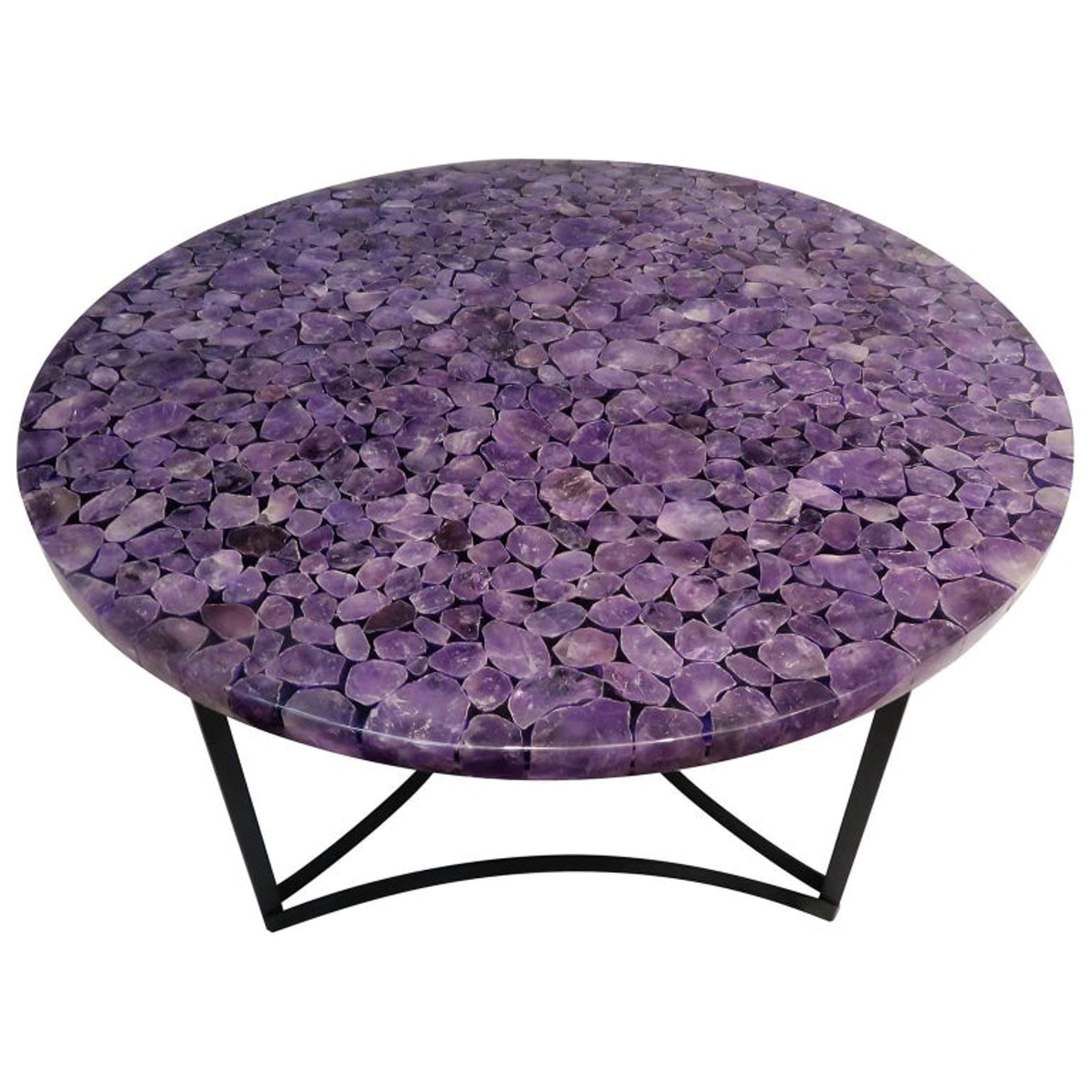 Table basse en résine d'améthyste de 45,7 cm idéale pour votre coin lecture