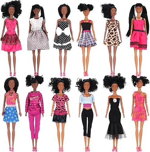 Juego de muñecas negras afroamericanas de 12 piezas, muñecas de diversidad de moda de alta calidad de 11.8 pulgadas, paquete variado para niños,