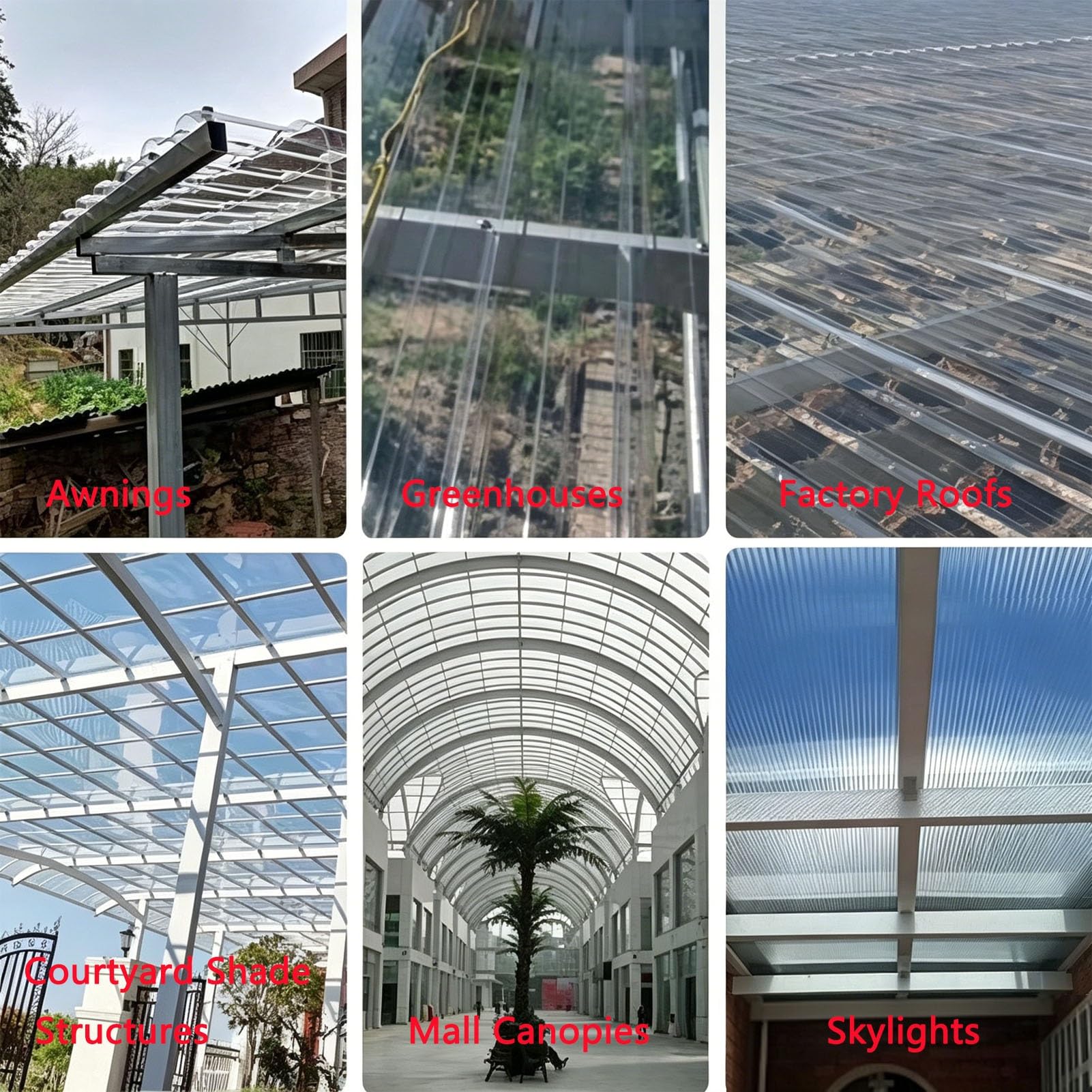Paneles Policarbonato 1mm Impermeable Aislado Térmicamente Lámina Techo | Paneles Techo Plástico Protección Eficaz para Invernaderos Techos Patios(100x90cm/39.4x35.4in)