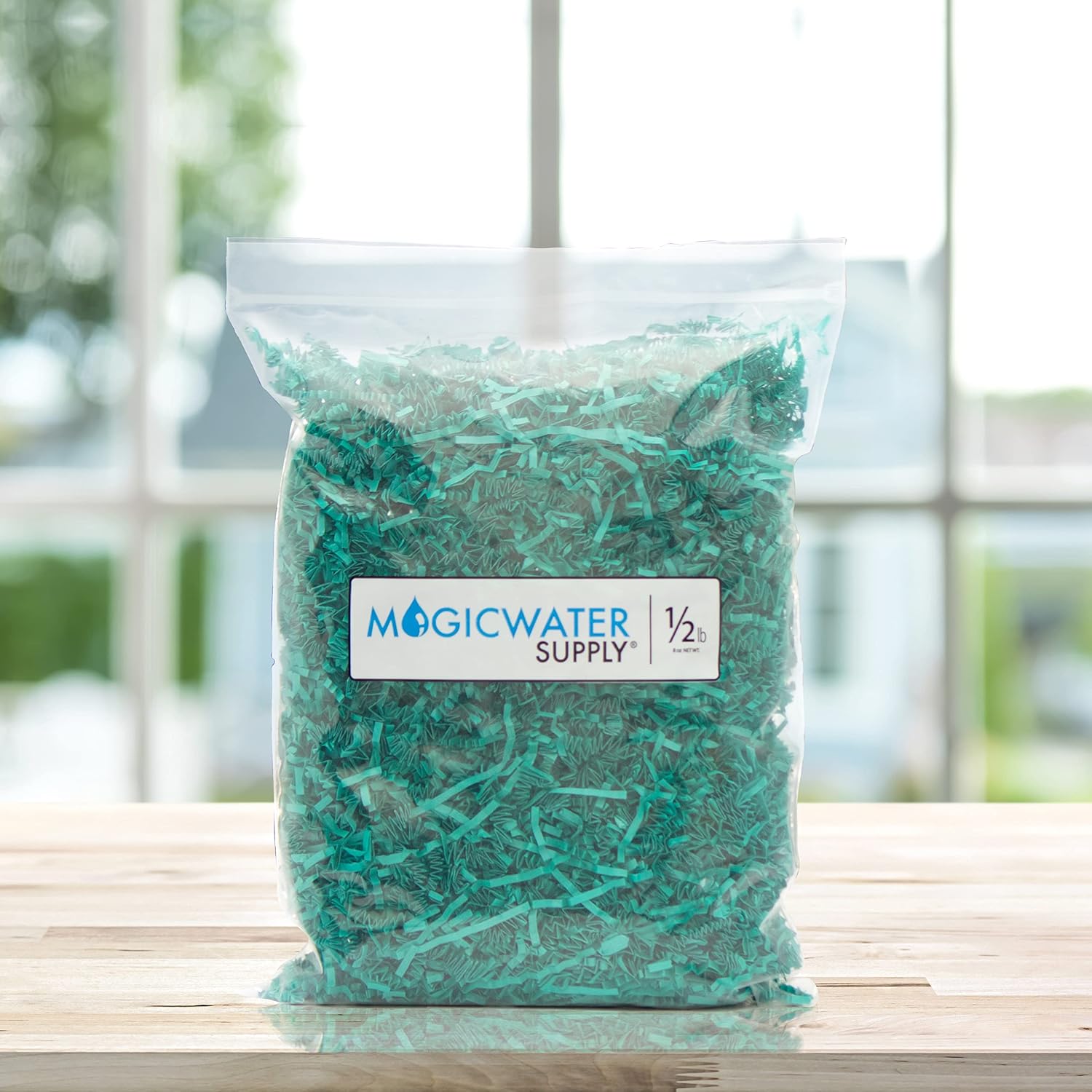 MagicWater Supply, 1/2 LB, Teal, Crinkle Cut Paper Shred Filler great for Gift Wrapping Basket Filling, Birthdays, Weddings - Image 3