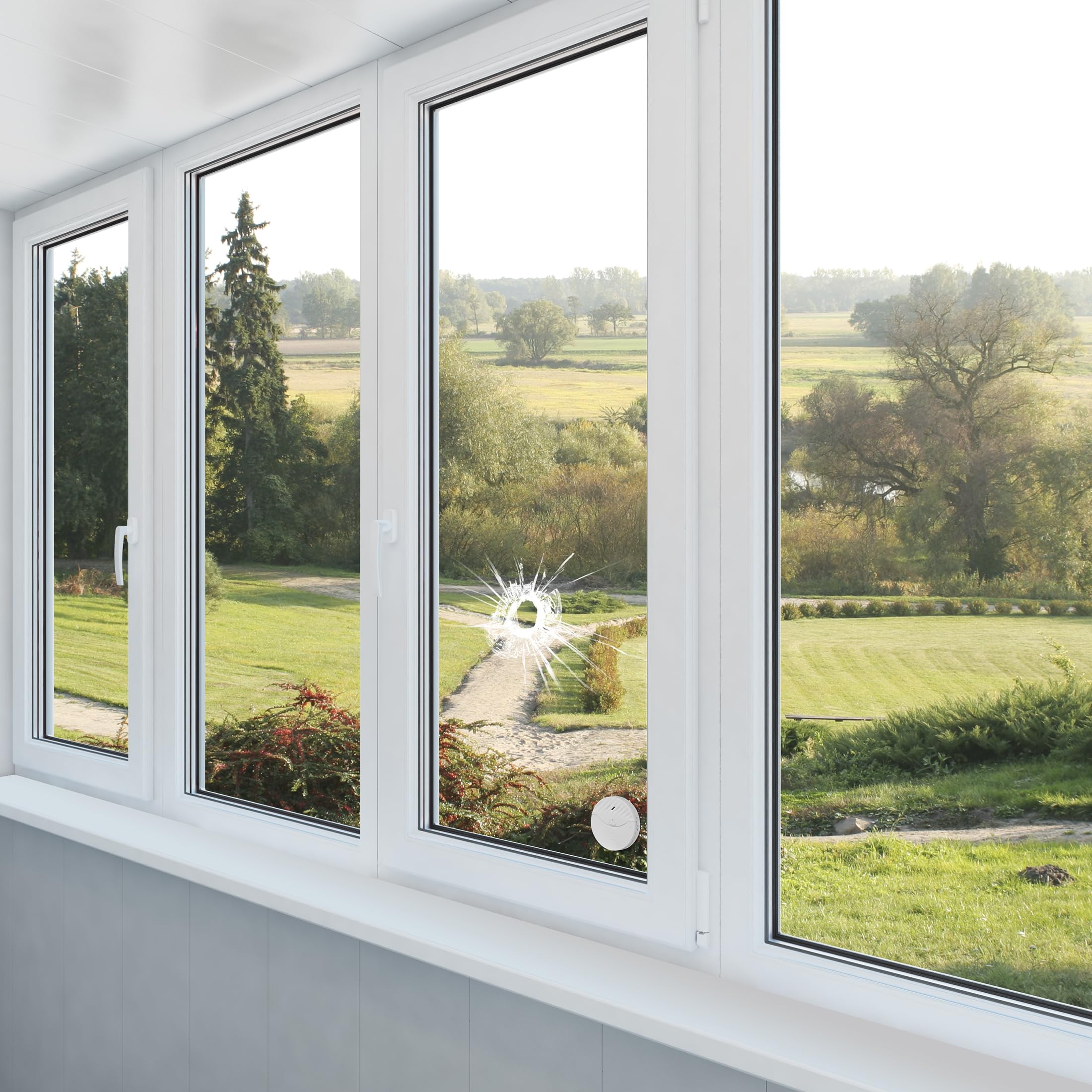 Feit Electric Capteur de bris de verre intelligent Wi-Fi avec alarme sonore, sans fil, système de sécurité domestique 24h/24, 7j/7 avec notification d'application mobile, fonctionne avec piles, pas de