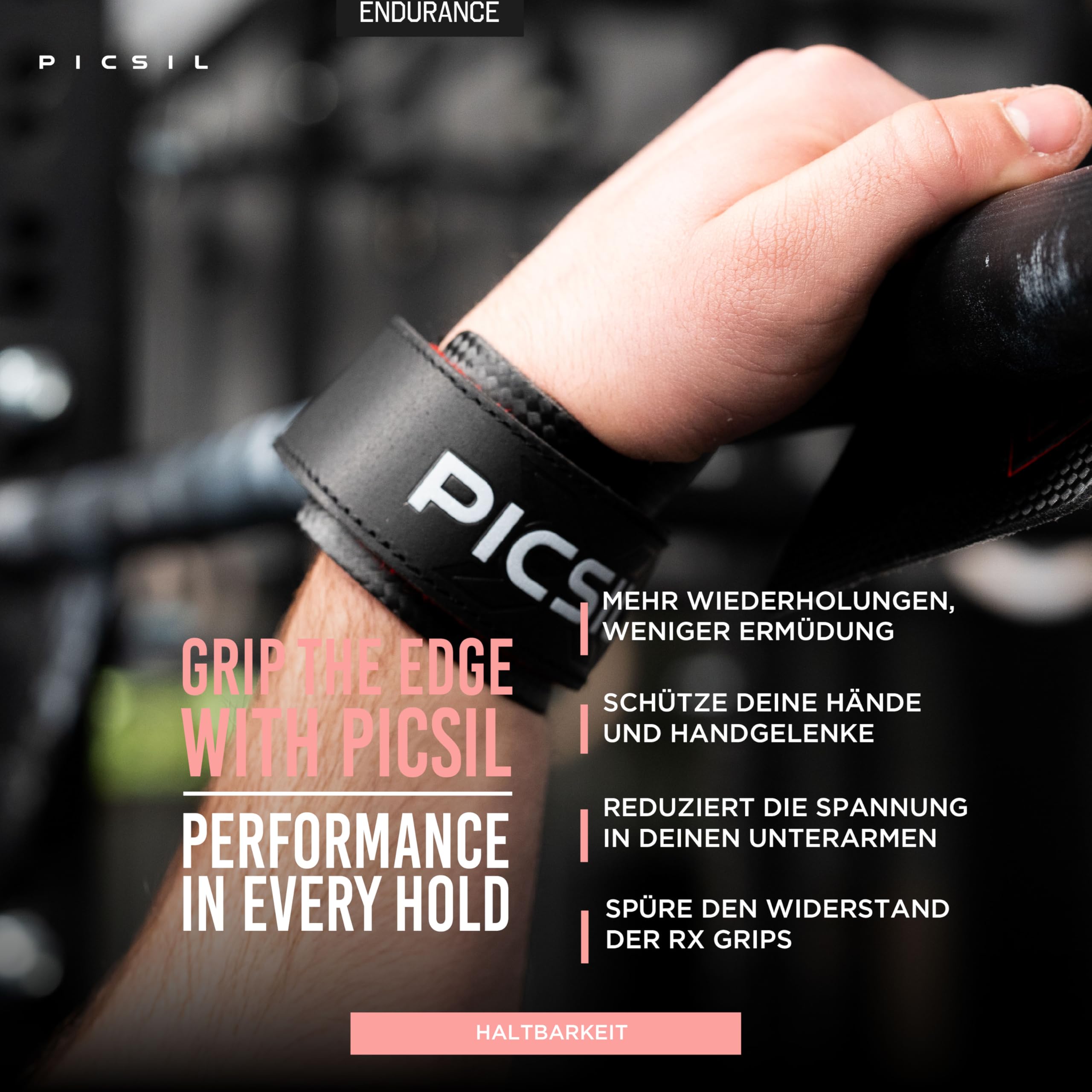 PICSIL RX Hand Grips – Profi‑Griffpolster aus Carbonfaser in Profi‑Qualität, Chalk‑kompatibel & Handschutz für Calisthenics, Krafttraining & Gymnastik