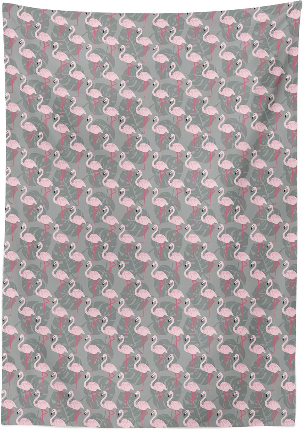 Ambesonne Flamingo Tablecloth, Faded Island Jungle Tree Leaves Pink Birds Hawaii Wildlife Nature Inspirations, Rectangular Table Cover for Dining Room Kitchen Decor, 60" X 90", Grey Pink 60" X 90" Grey Pink