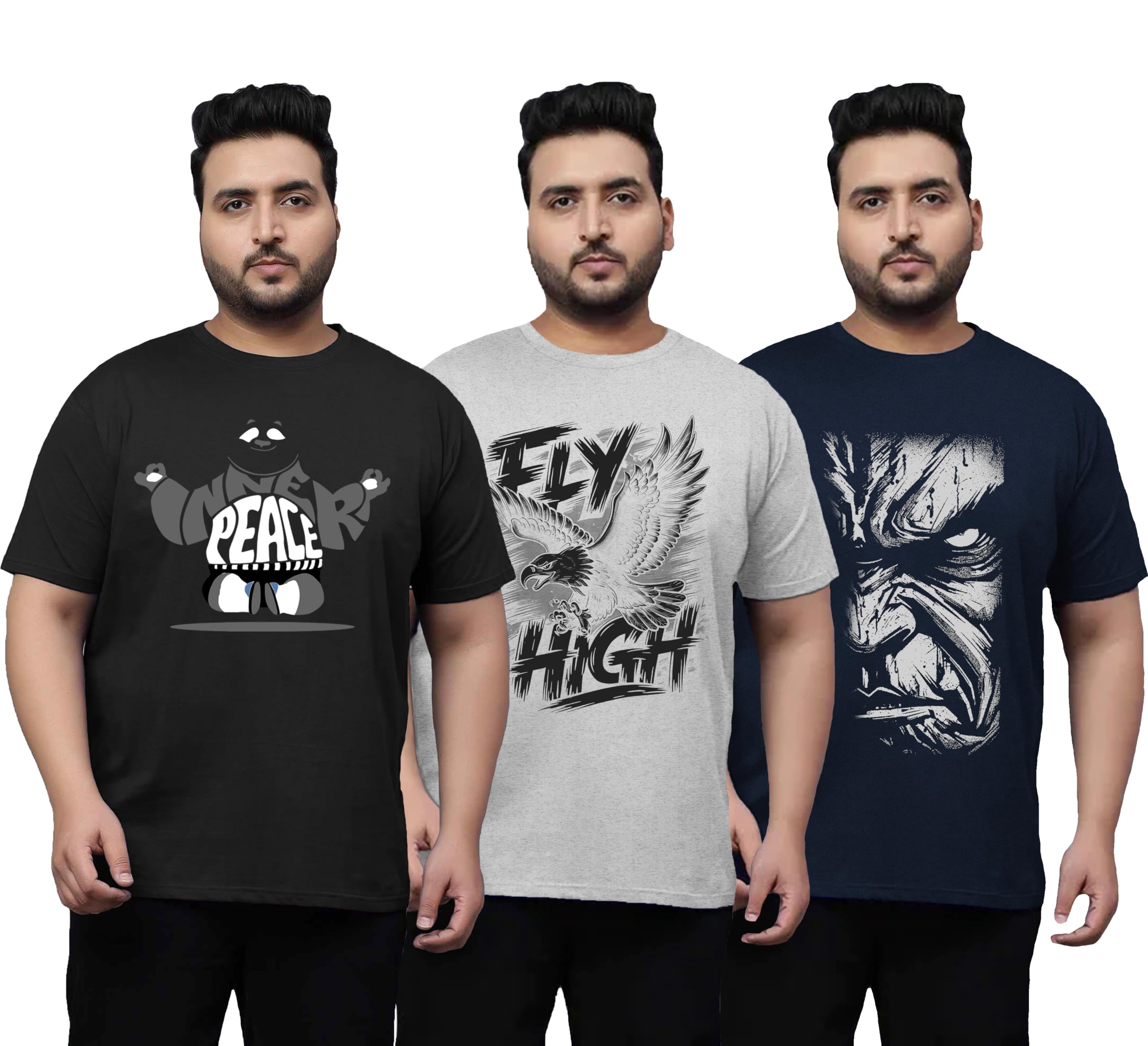 West Gate Clothing Plus Size T-Shirt for Men | Cotton Mens Tshirt XL,2XL,3XL,4XL,5XL | Travel,Gym T-Shirt | Fly High | Mens T-Shirt Combo Pack of 3-picture-18