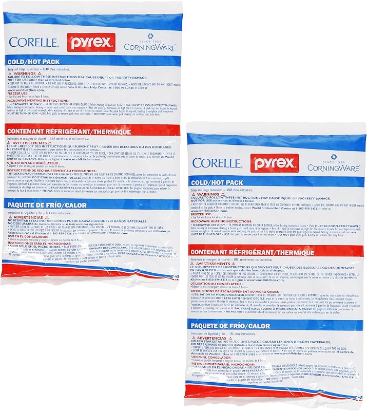 Pyrex Portable Large Cold/Hot Pack (2-Pack) - Made in USA | Reusable Gel Pack | Flexible Design | Hot Or Cold Therapy | Microwave & Freezer Safe | Leak-Resistant