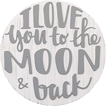Little Love by NoJo Love You To The Moon & Back Grey & White Round Wood Nursery Wall Decor, Grey, White