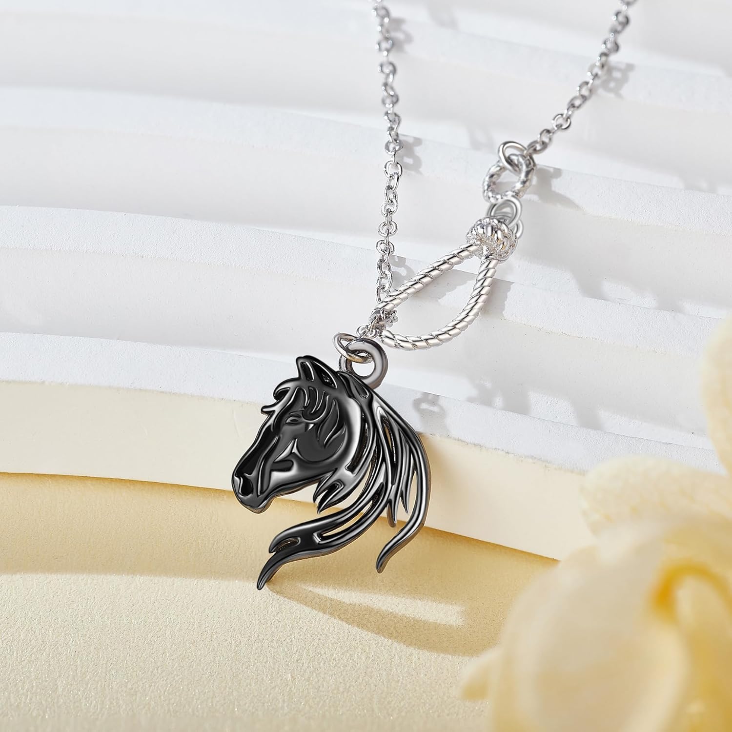 Horse Necklace Sterling Silver Horseshoe Pendant Horse Shoe Jewelry for Women - Image 3