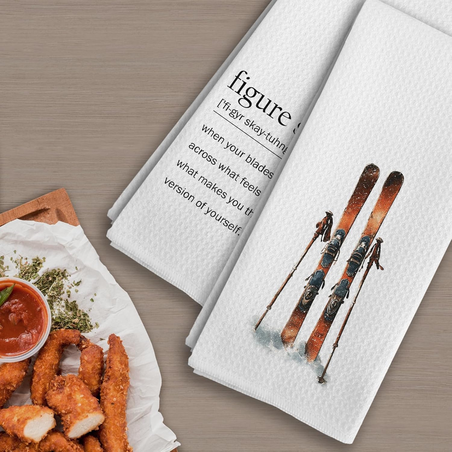 Winter Ski Kitchen Towels Set of 2, Ski Gifts for Women Men Dish Tea Towels, Winter Snow Skiing Lift Decor Hand Towels for Bathroom Decor, Skiing Kitchen Decor, 16X24In Dish Cloths & Dish Towels - Image 3