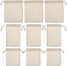 Xinjoduz Pack of 9 Mesh Bags, Cotton Mesh Bag with Drawstring, Washable Vegetable Bags, Reusable Mesh Bag for Storing Fruit and Vegetables, Beige (3 Sizes)