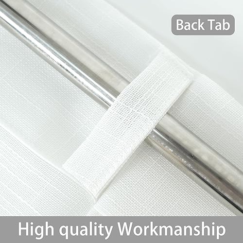 Miniatura 4 de DriftAway Cortinas plisadas de lino para cocina, cortinas cortas con textura de lino para ventana pequeña, baño, lavandería, 2 paneles, cortinas