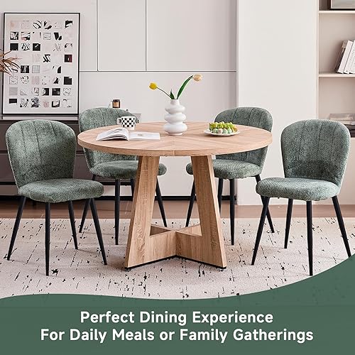 Miniatura 3 de Juego de 4 sillas de comedor, modernas sillas de cocina tapizadas de felpilla con patas de metal, diseño ergonómico con respaldo de ala, silla sin