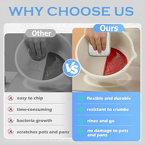 Miniatura 3 de Trapos multiusos de alambre para lavar platos en seco y húmedo, reutilizable y mejorado de lana de acero de 2 capas, trapos multifuncionales para