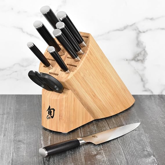 Shun Classic 10-Piece Knife Block Set, Damascus Steel, Pakkawood