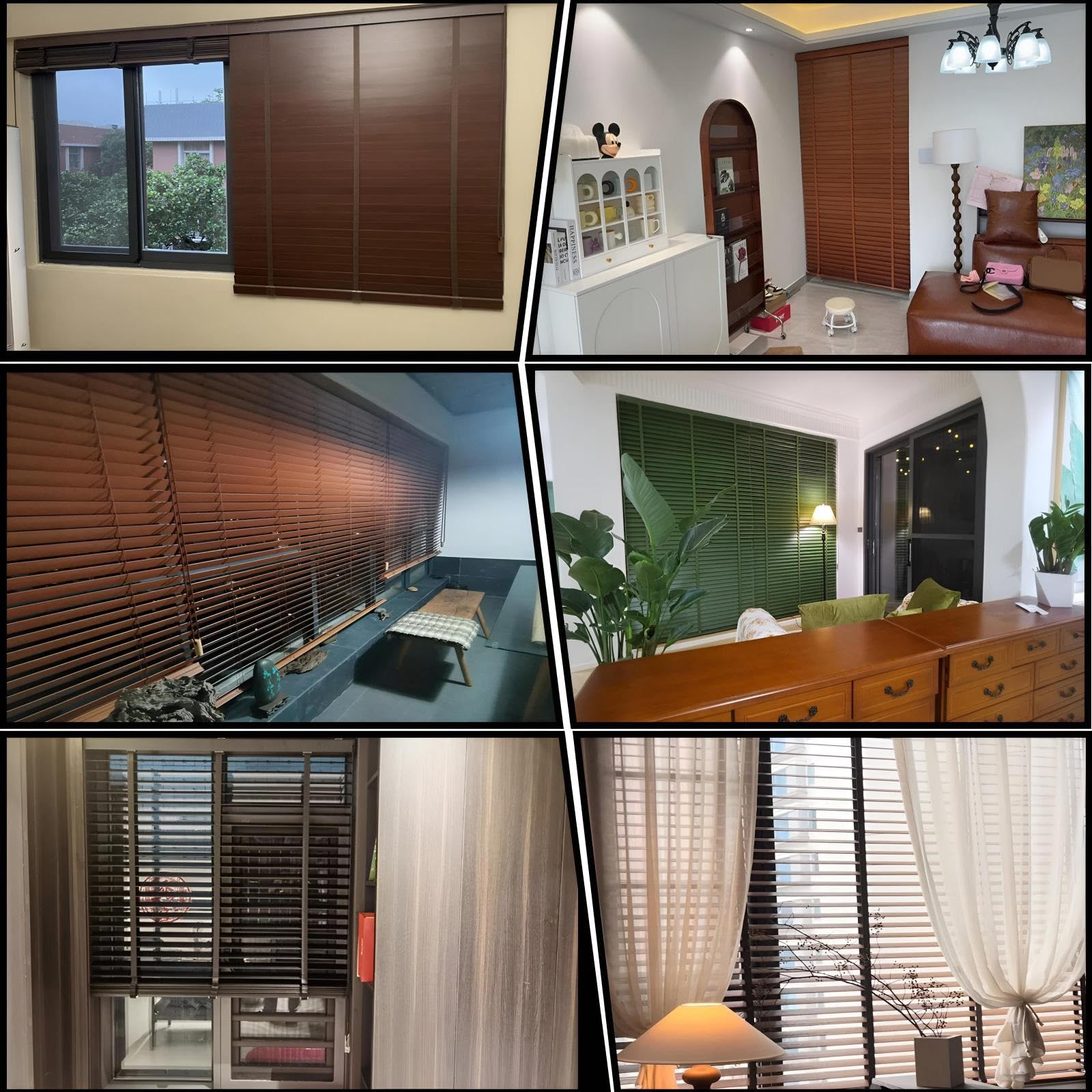 Jalousien Massivholz Jalousetten für Tür und Fenster Verdunkelungs Jalousie Sonnenschutz Sichtschutz Rollos Innen Horizontale Jalousette mit 50mm Lamellen für Heim Schmücken(120x200cm)