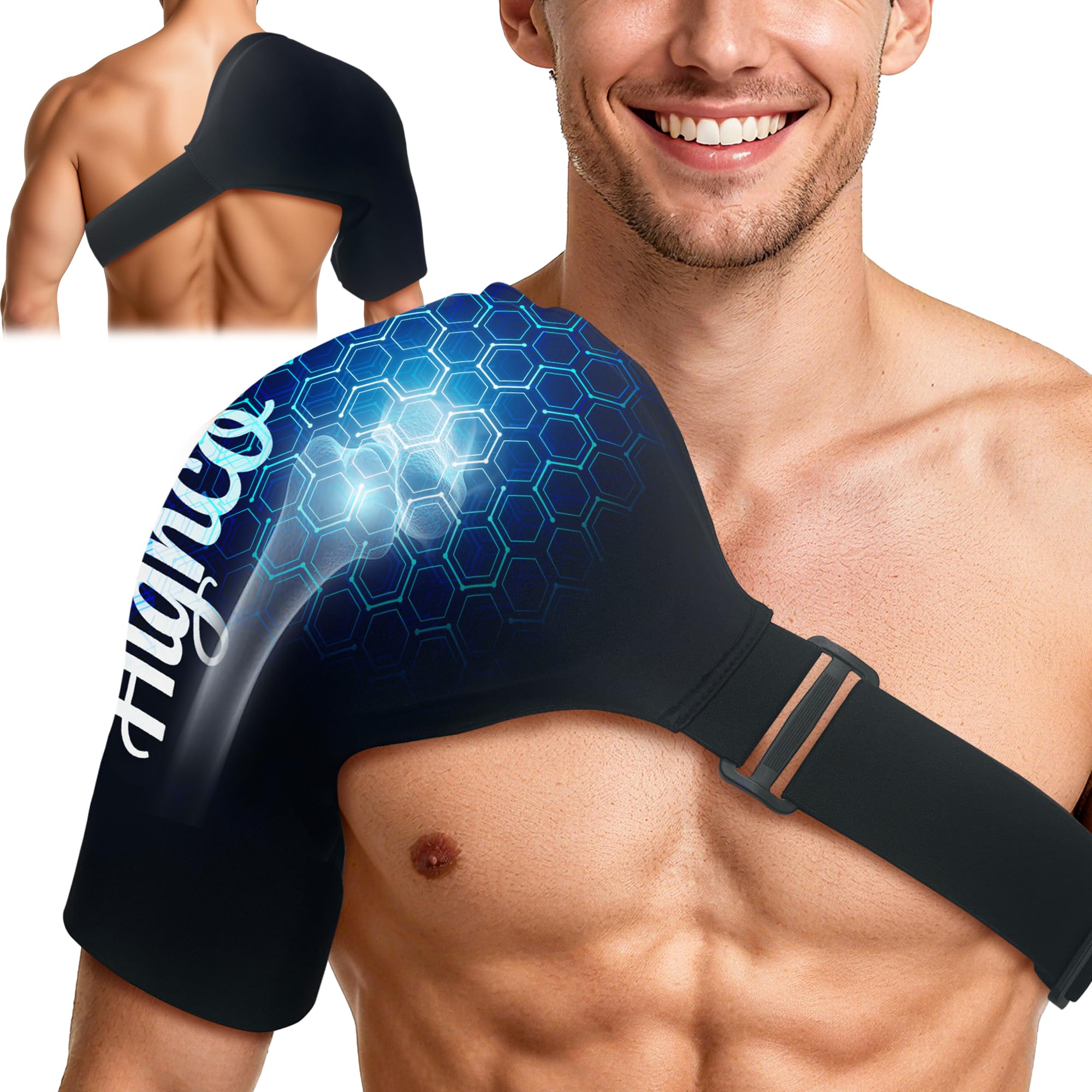 Shoulder Ice Pack Wrap for Rotator Cuff and Arm Reusable Compression Cold Brace for Pain Relief Muscle Relaxation
