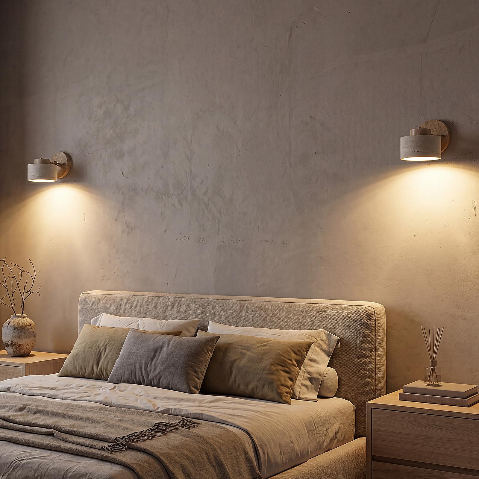 Lámpara de pared de travertino amarillo iluminación de pared estilo wabi-sabi lámparas accesorios de iluminación adecuados para dormitorio comedor cocina pasillo vestíbulo madera natural