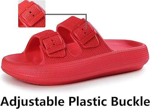 Miniatura 3 de Weweya - Sandalias para mujer y hombre, pantuflas acolchadas, sandalias ajustables con doble hebilla, sandalias planas de EVA