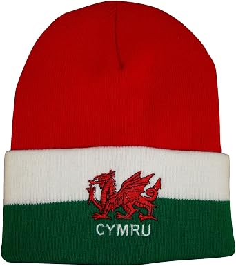 Wales Rugby Red White Green Beanie Bronx Hat