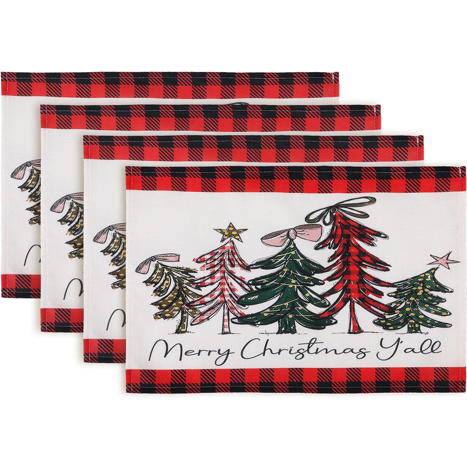 Simpeak Manteles Individuales Navideño Juego de 4, Mantel Individual Lavables, Resistentes al Calor Antideslizante Salvamanteles Individuales Mesa, Decoración Navideñ para Fiestas - 30 x 45cm