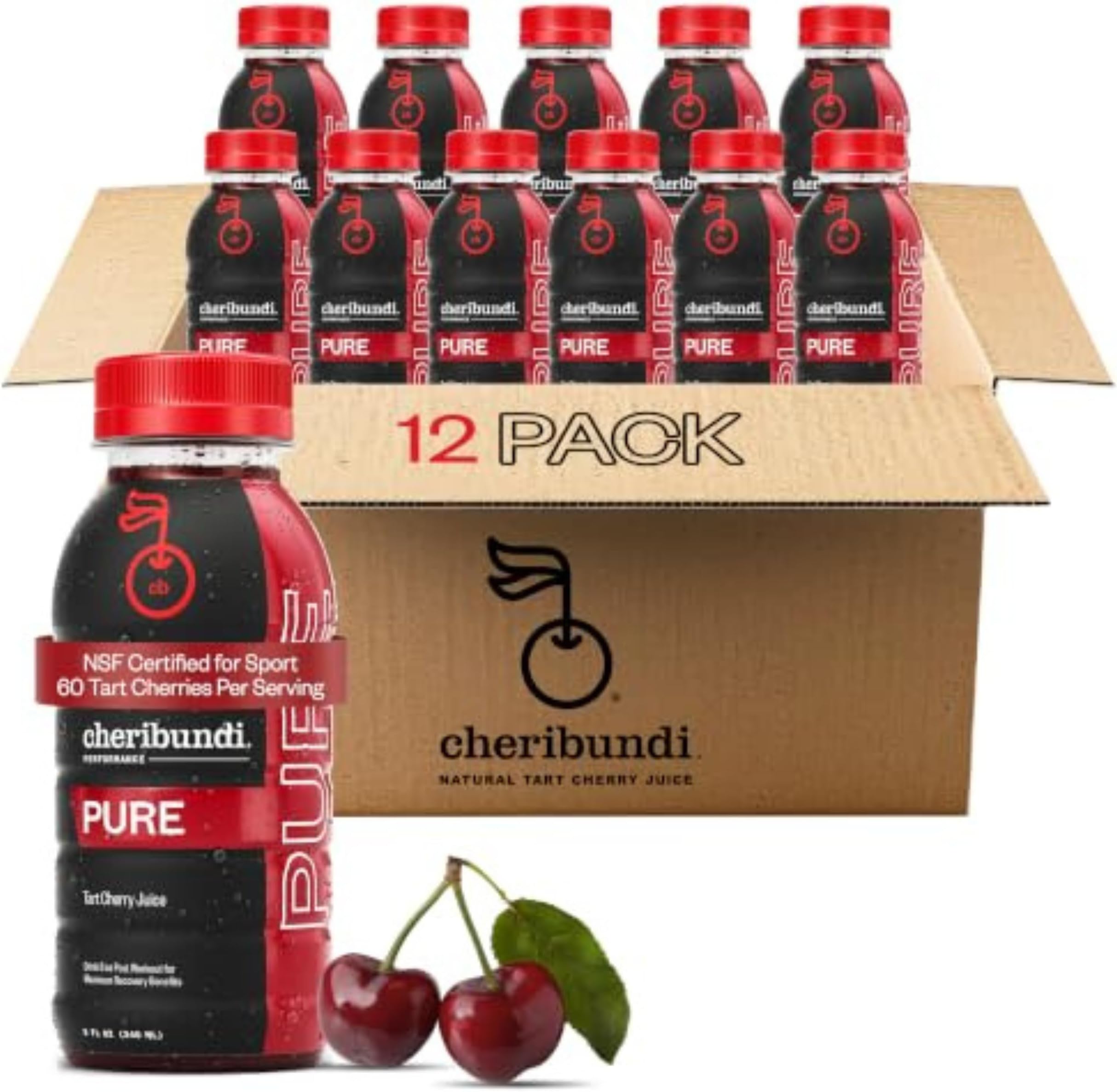 Cheribundi 100% Tart Cherry Juice Pure - Unsweetened - 8 fl oz, 12 Pack