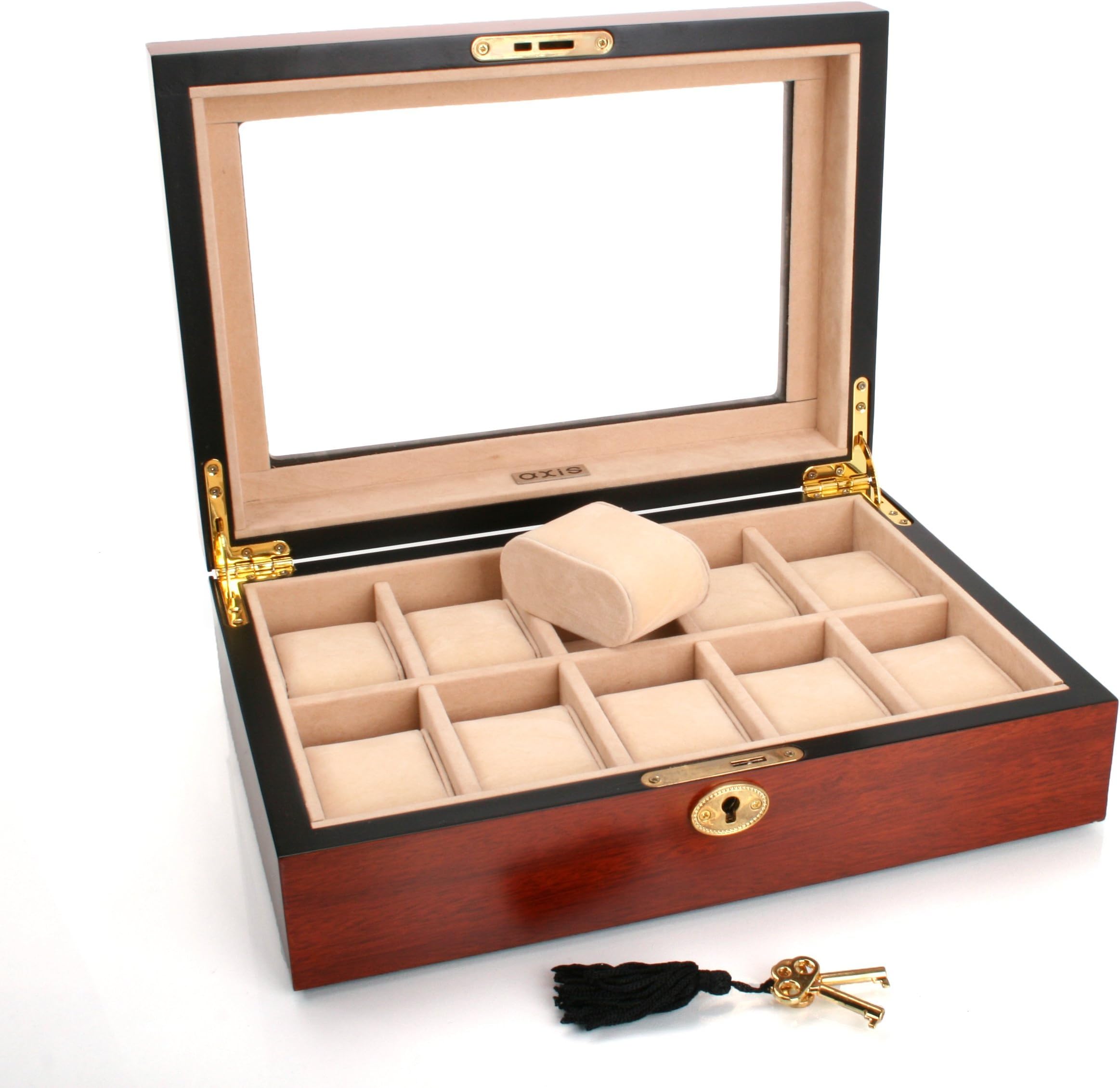 AXIS® Cherry Matte Finish Wooden Storage Watch Box for 10 Watches