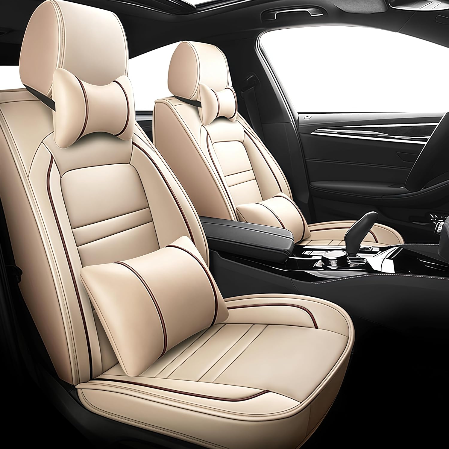 Leather Car Seat Covers Fit for Ford Expedition 1997-2024 5 Seats Non-Slip Waterproof Car Seat Cover Sporting Style