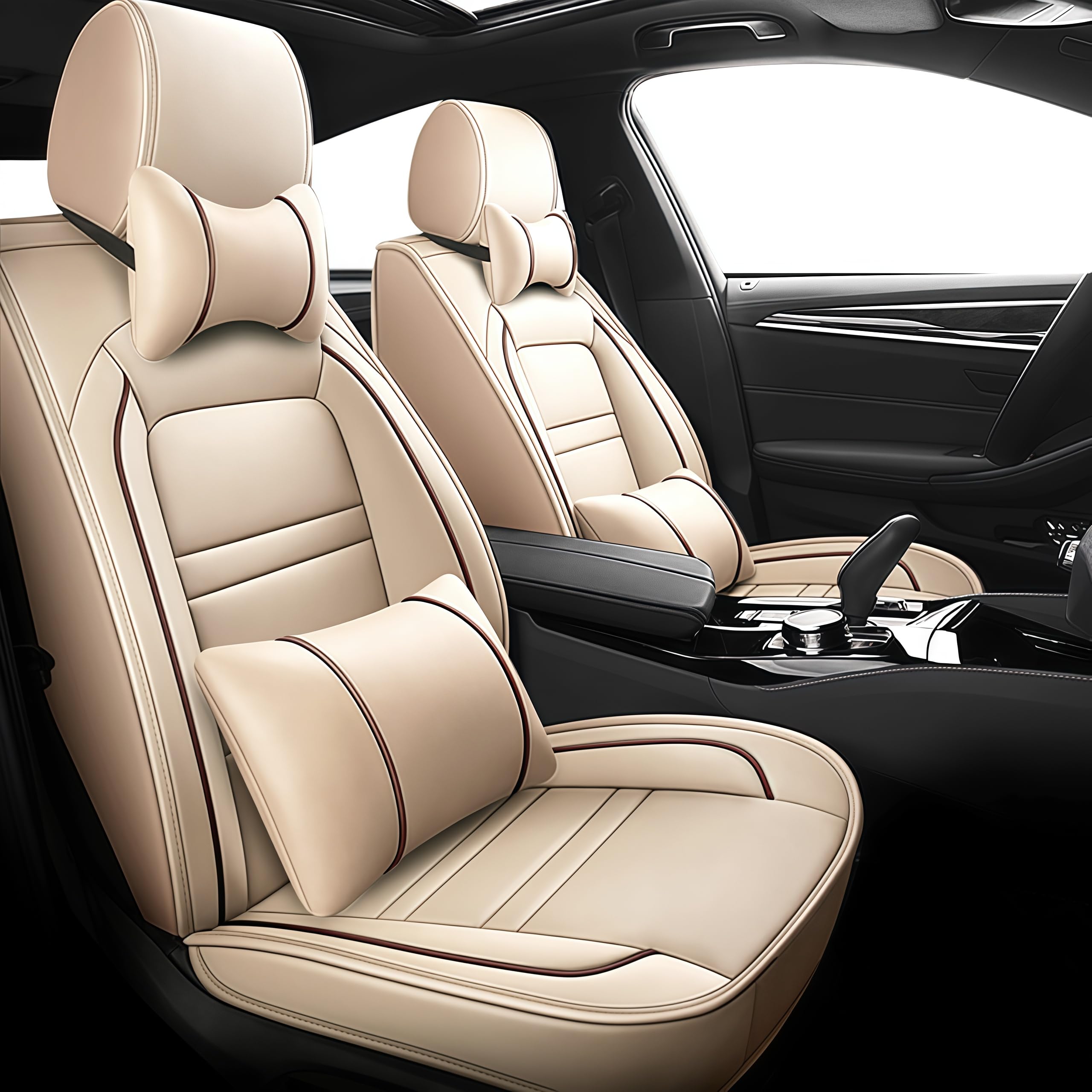 Leather Car Seat Covers Fit for Ford Expedition 1997-2024 5 Seats Non-Slip Waterproof Car Seat Cover Sporting Style
