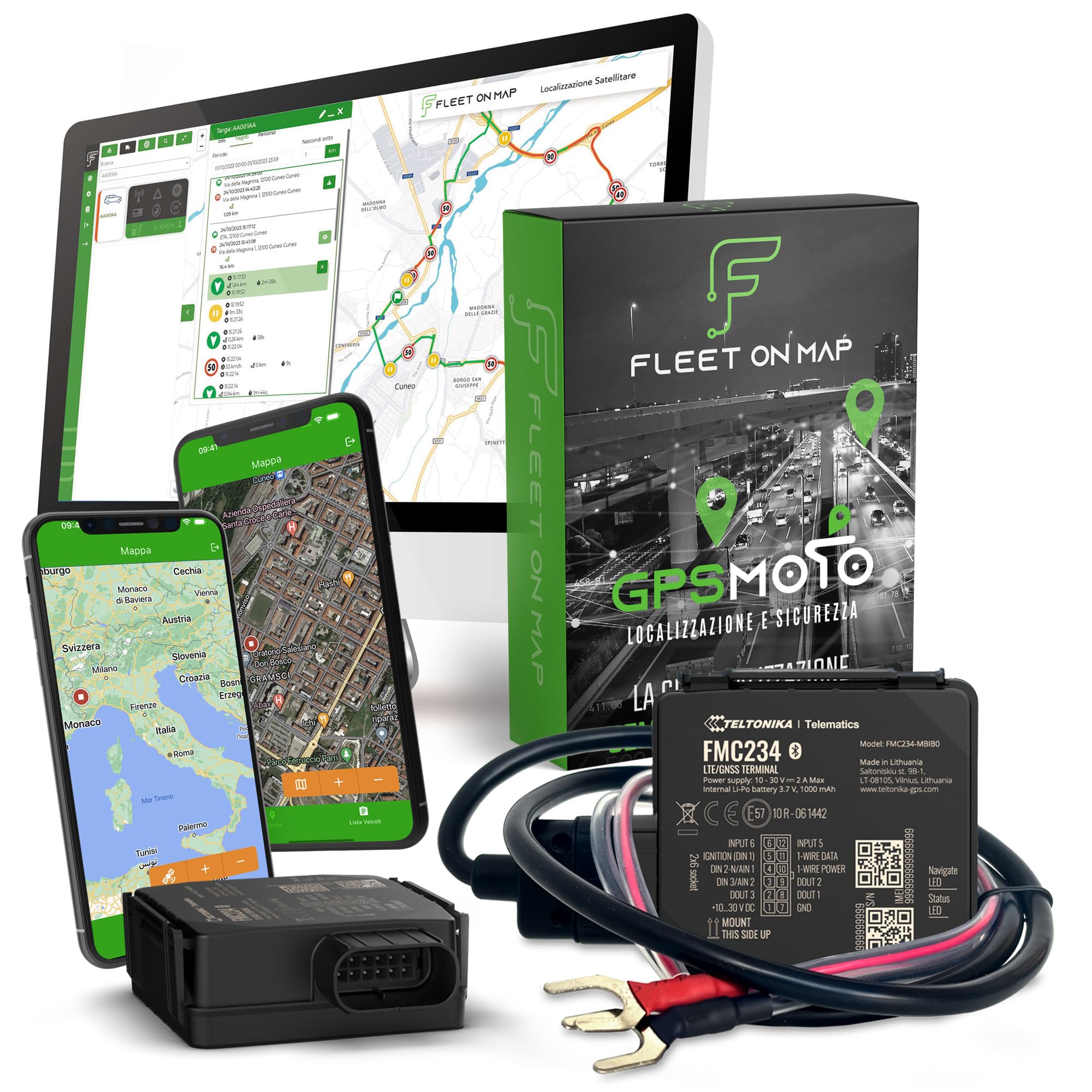 GPSMOTO Localizzatore GPS 4G per Moto con APP + Abbonamento 1 mese GRATIS, Collegamento Semplicissimo (2 cavi)